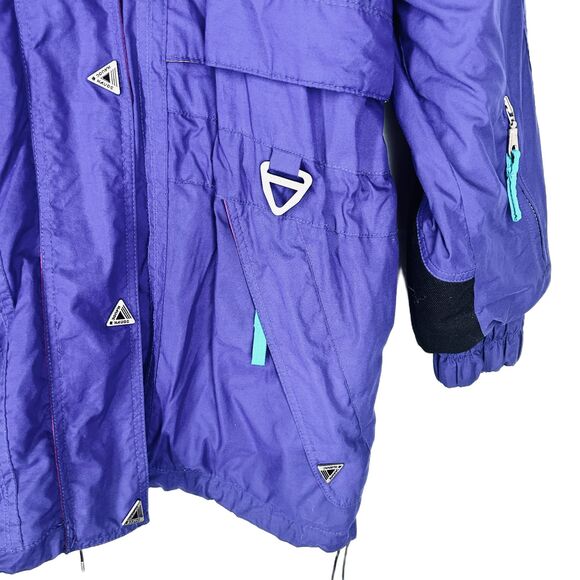 HAVOC Ski Jacket Colorblock Womens 14 Purple Black Teal 90's Zip Pockets - Picture 6 of 12